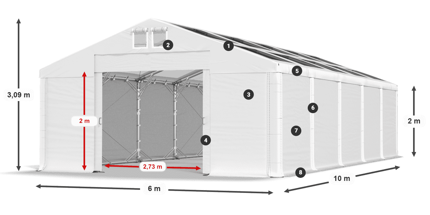 Tetto: MS T 580 PVC Pareti: SD 500 PVC 2m leggenda