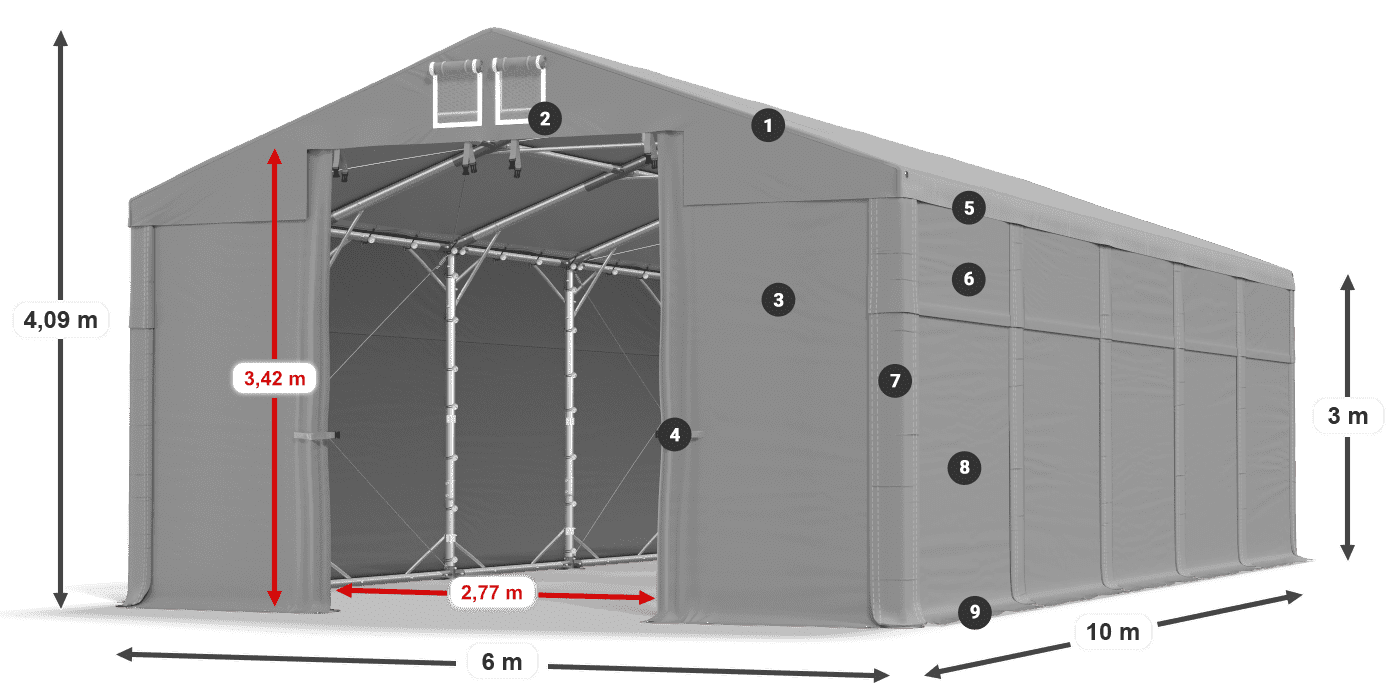 Tetto: MS 580 PVC Pareti: SD 500 PVC 3m leggenda