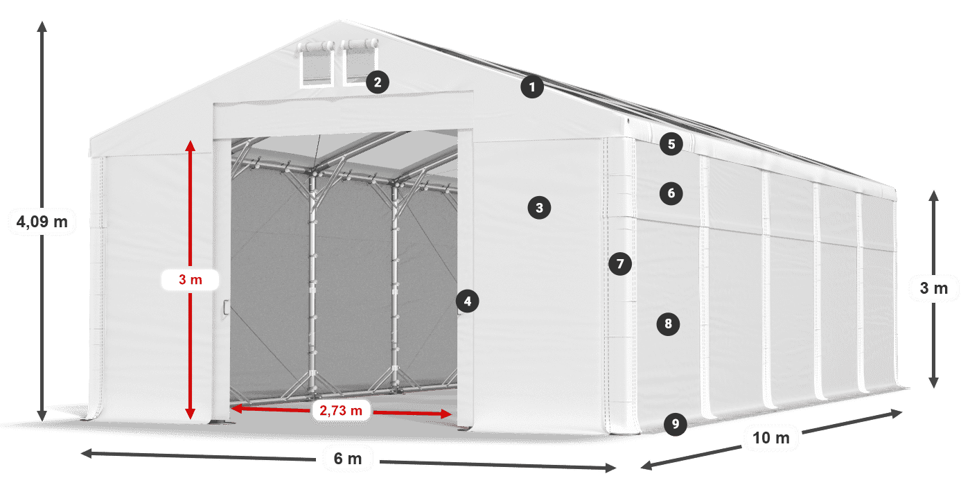 Tetto: MS T 580 PVC Pareti: SD 500 PVC 3m leggenda