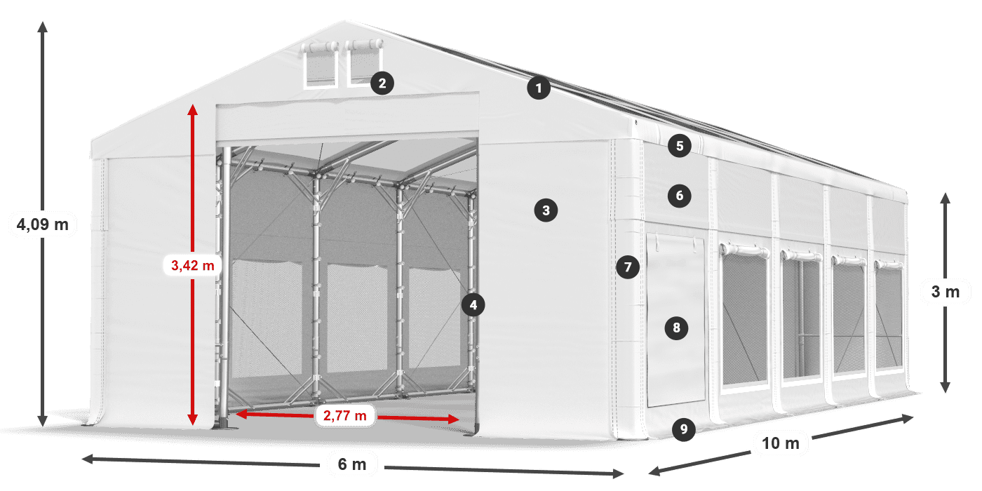 Tetto: MS T 580 PVC Pareti: SD M 500 PVC 3m leggenda
