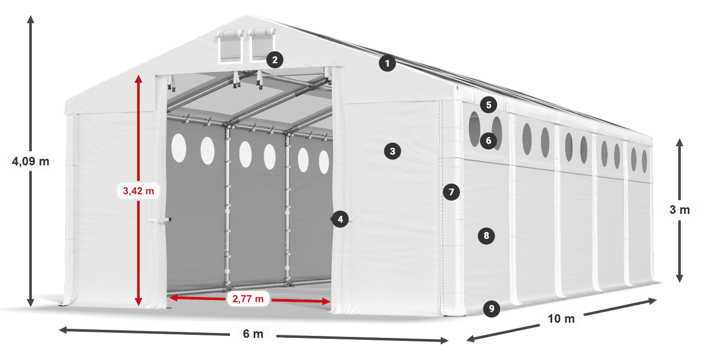 Tetto: MS T 580 PVC Pareti: SD O 500 PVC 3m leggenda
