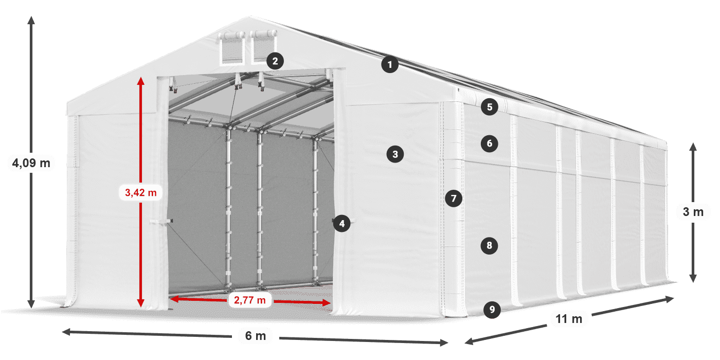 Tetto: MS T 580 PVC Pareti: FR 620 PVC 3m leggenda