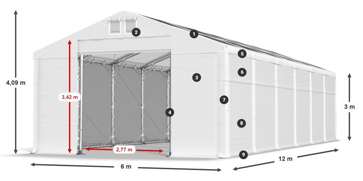 Tetto: MS T 580 PVC Pareti: FR 620 PVC 3m leggenda