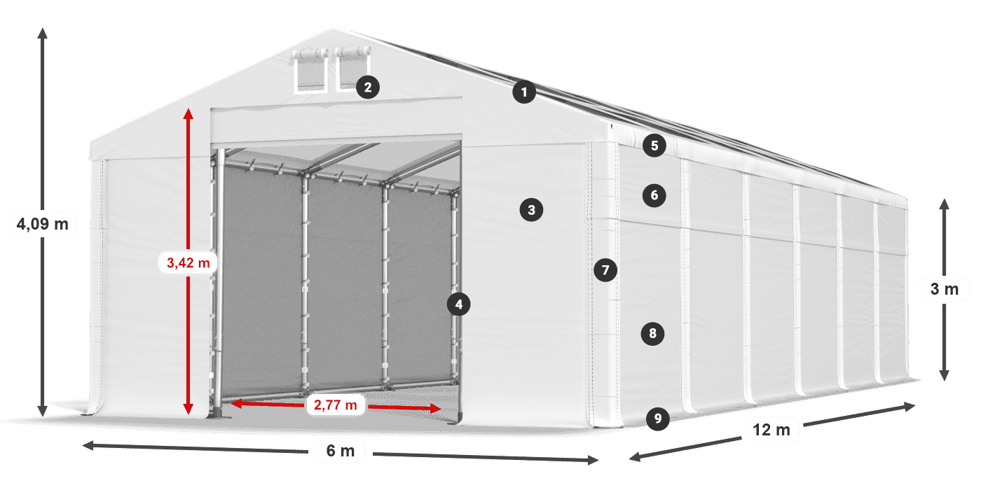 Tetto: MS T 580 PVC Pareti: FR 620 PVC 3m leggenda