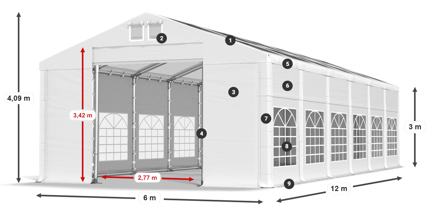 Tetto: MS T 580 PVC Pareti: FR 620 PVC 3m leggenda