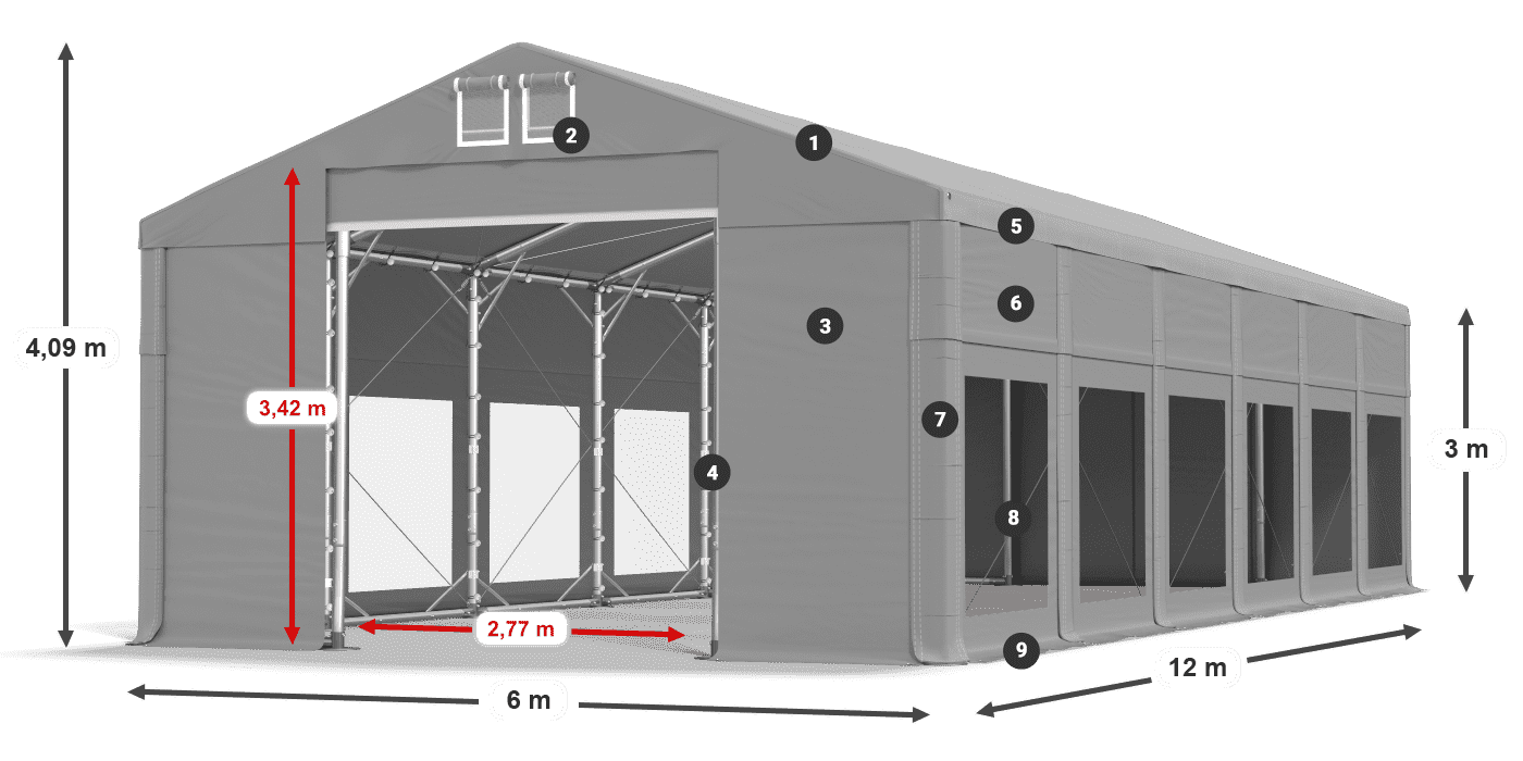 Tetto: MS 580 PVC Pareti: MS 580 PVC 3m leggenda