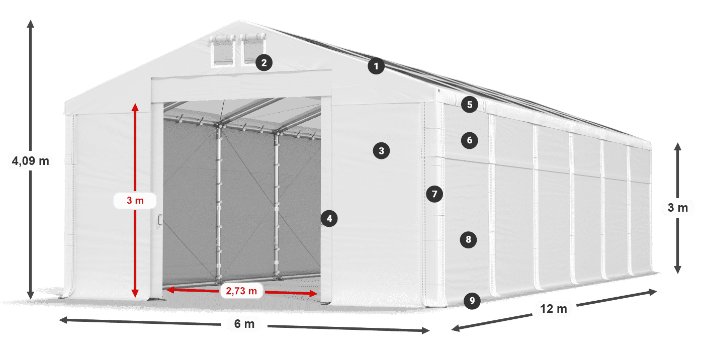 Tetto: MS T 580 PVC Pareti: SD 500 PVC 3m leggenda
