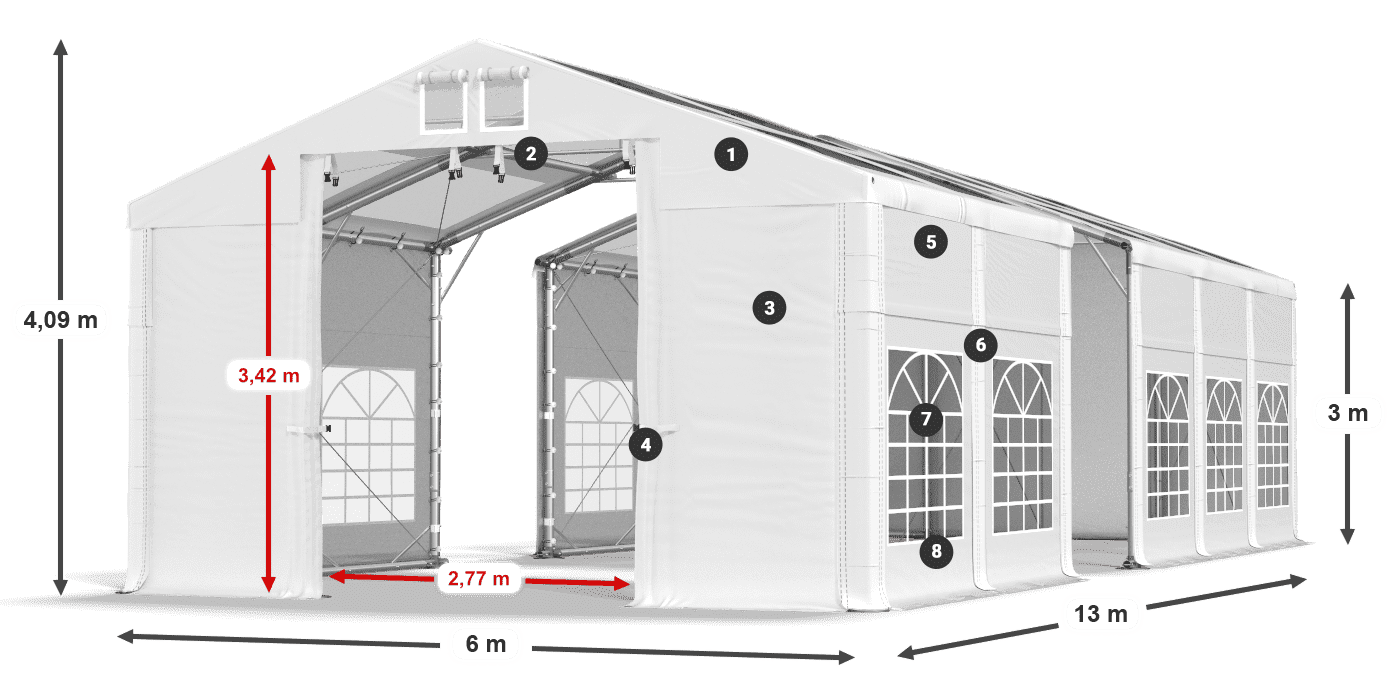 Tetto: MS T 580 PVC Pareti: FR 620 PVC 3m leggenda