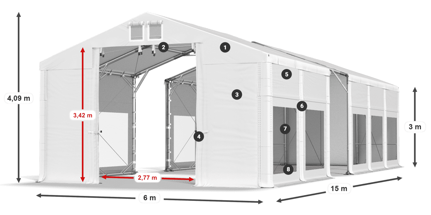 Tetto: FR 620 PVC Pareti: MS 580 PVC 3m leggenda