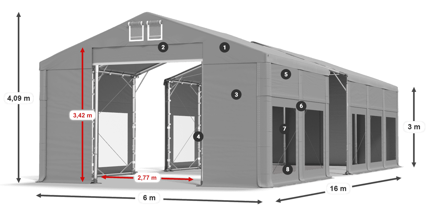 Tetto: MS 580 PVC Pareti: MS 580 PVC 3m leggenda