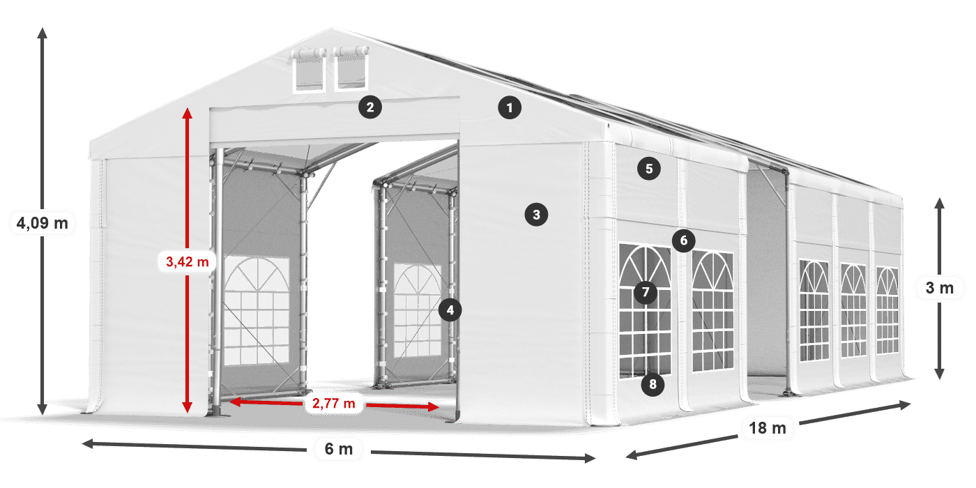 Tetto: MS T 580 PVC Pareti: FR 620 PVC 3m leggenda