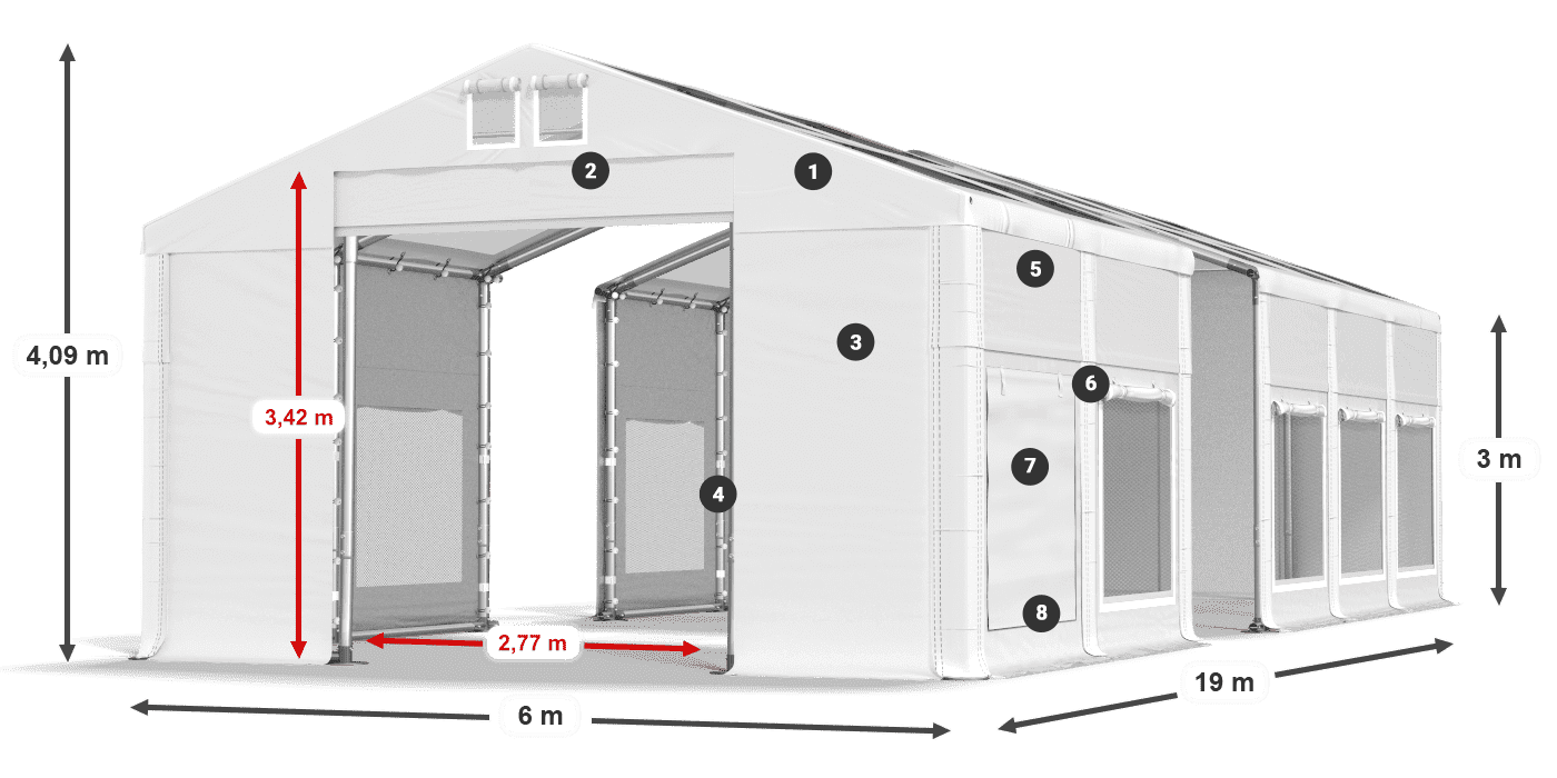 Tetto: MS T 580 PVC Pareti: SD M 500 PVC 3m leggenda