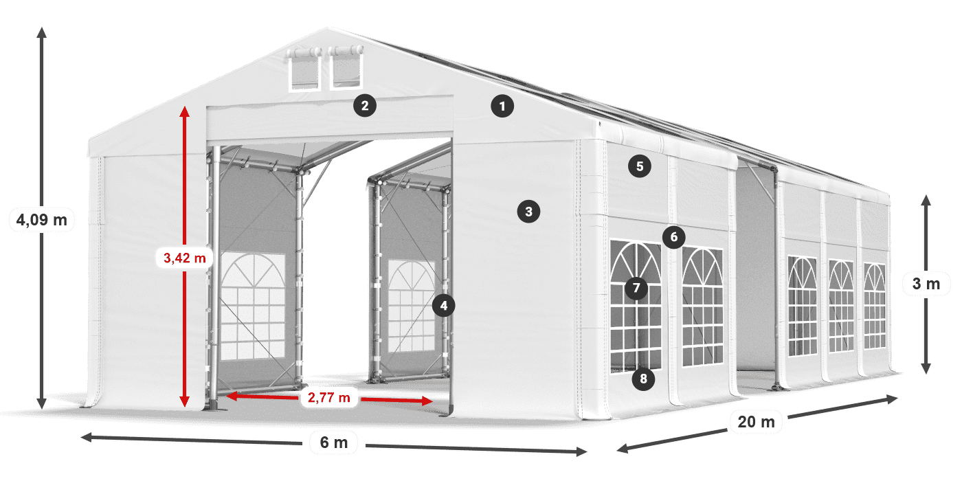 Tetto: MS T 580 PVC Pareti: SD E 500 PVC 3m leggenda
