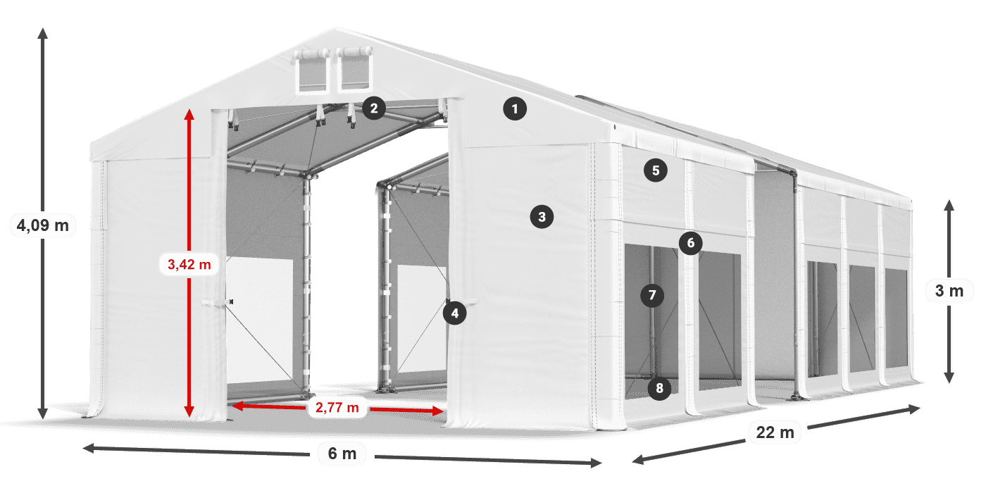 Tetto: FR 620 PVC Pareti: MS 580 PVC 3m leggenda