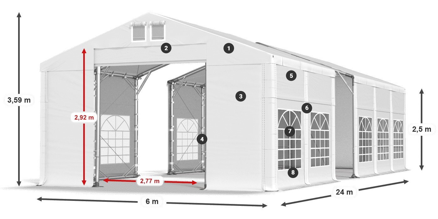 Tetto: FR 620 PVC Pareti: SD 500 PVC 2.5m leggenda