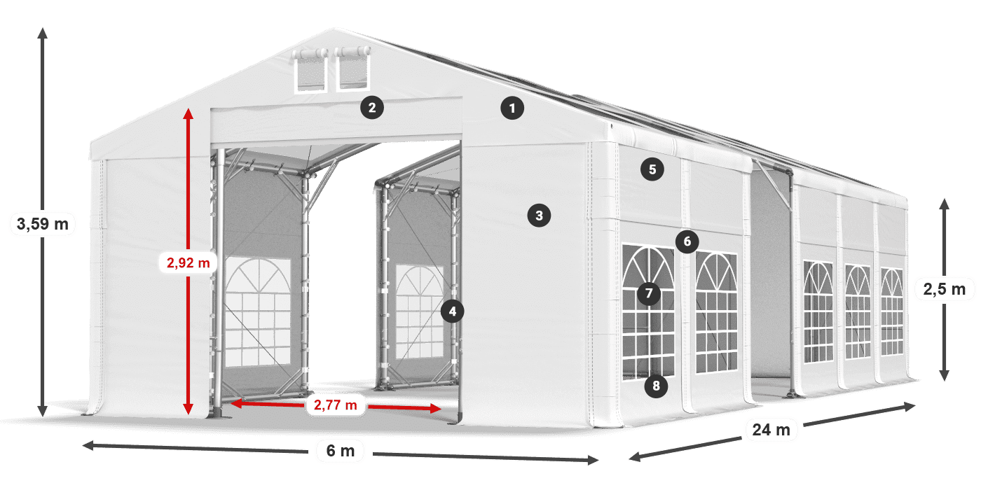 Tetto: MS 580 PVC Pareti: SD 500 PVC 2.5m leggenda