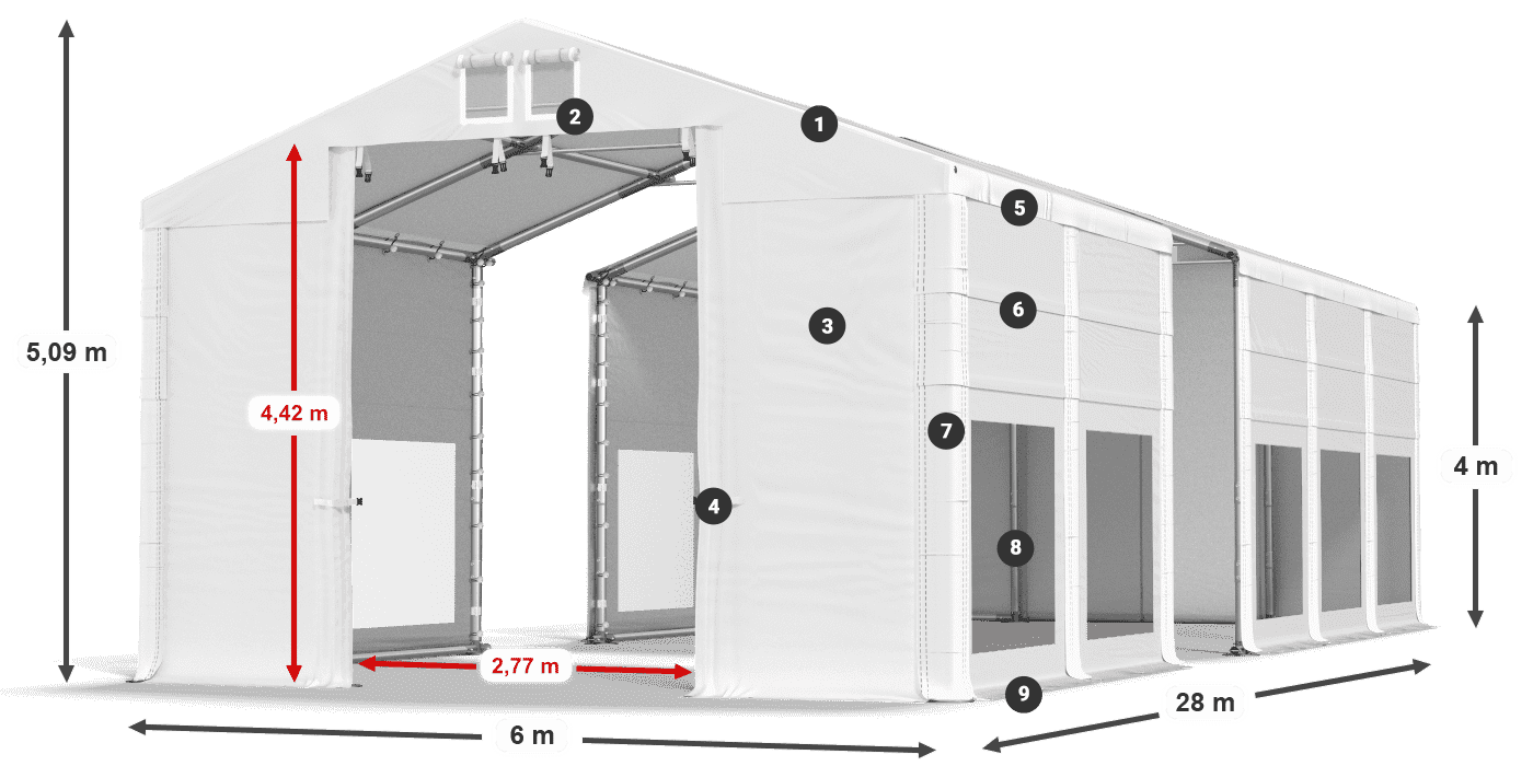 Tetto: MS 580 PVC Pareti: MS 580 PVC 4m leggenda