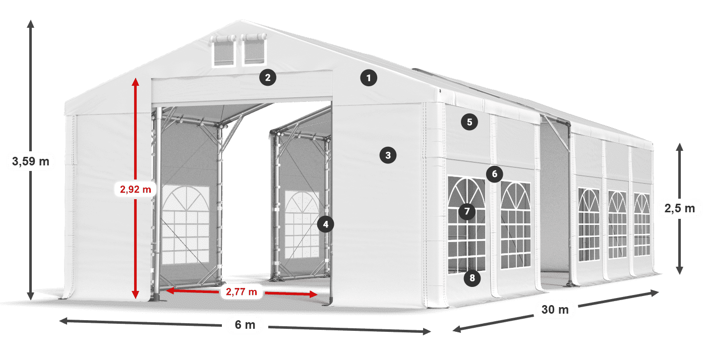 Tetto: MS 580 PVC Pareti: FR 620 PVC 2.5m leggenda