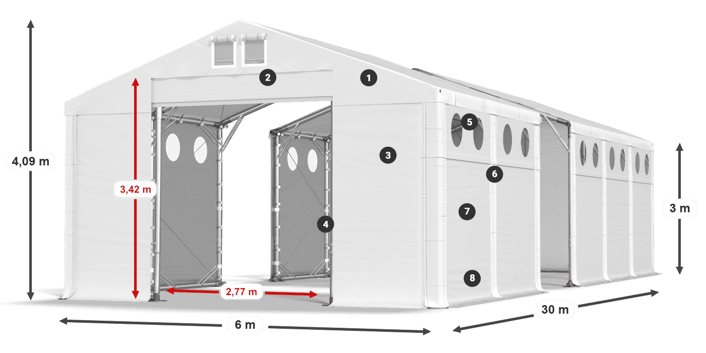 Tetto: MS 580 PVC Pareti: FR O 620 PVC 3m leggenda