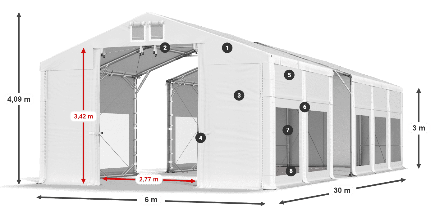 Tetto: MS 580 PVC Pareti: MS 580 PVC 3m leggenda