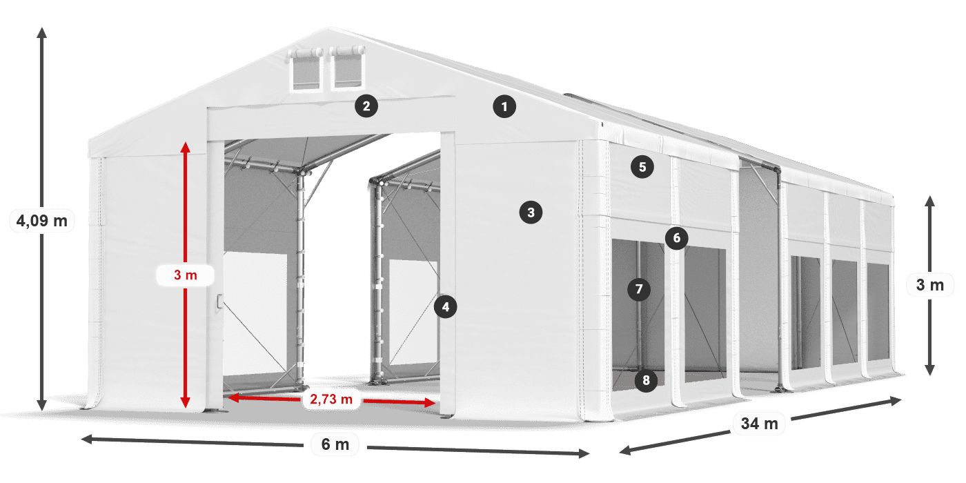Tetto: FR 620 PVC Pareti: MS 580 PVC 3m leggenda