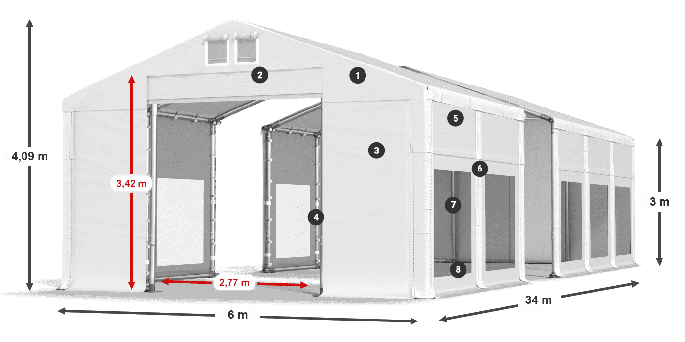 Tetto: FR 620 PVC Pareti: MS 580 PVC 3m leggenda