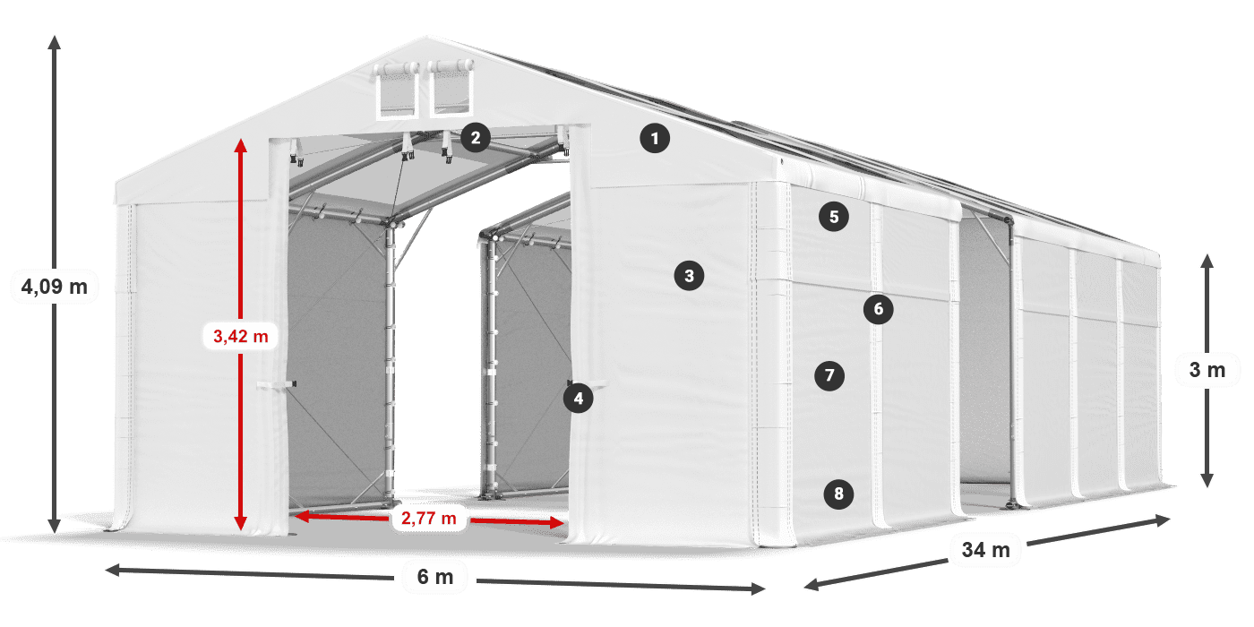 Tetto: MS T 580 PVC Pareti: SD 500 PVC 3m leggenda