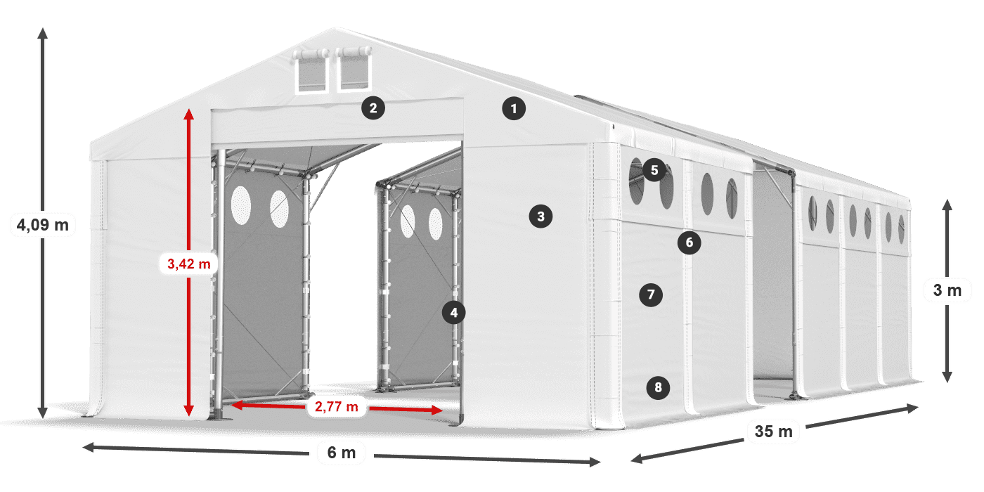 Tetto: FR 620 PVC Pareti: MS O 580 PVC 3m leggenda