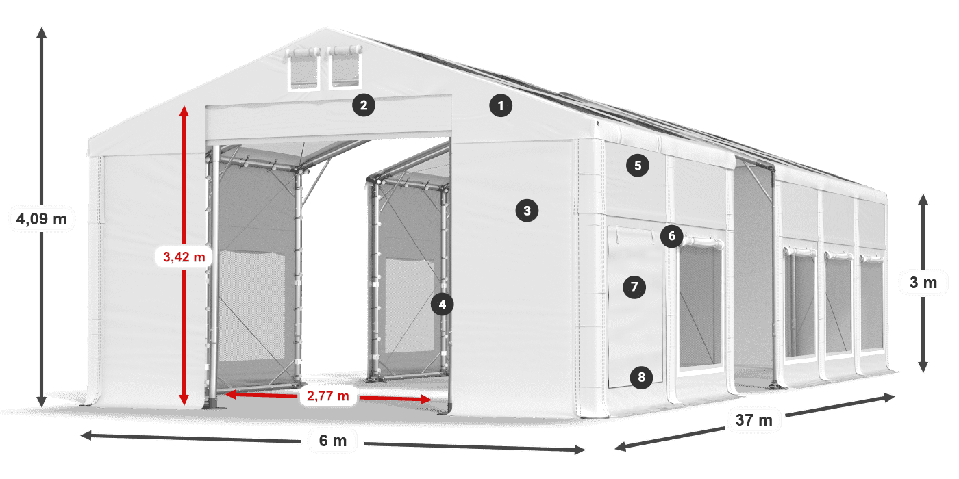 Tetto: MS T 580 PVC Pareti: SD M 500 PVC 3m leggenda