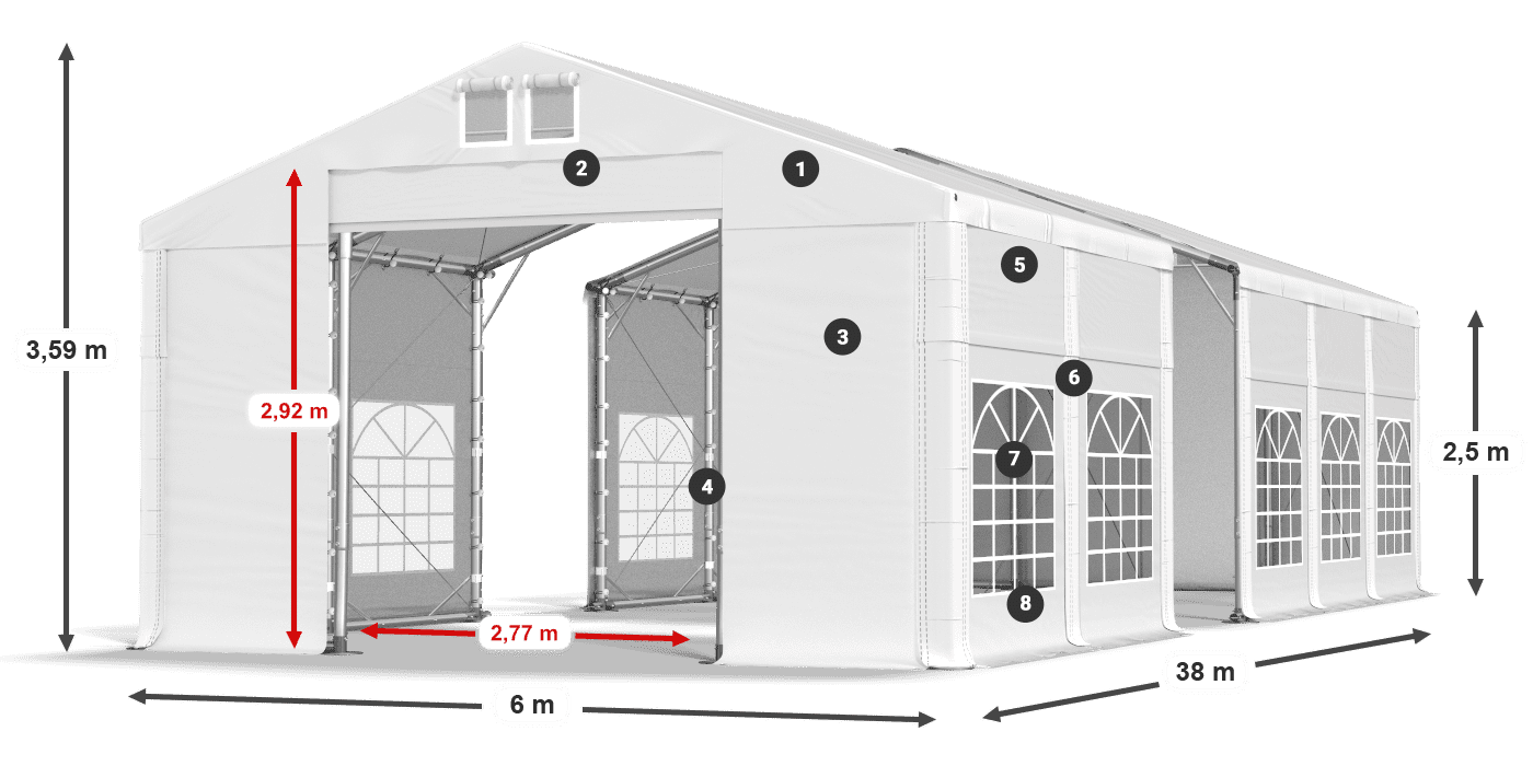 Tetto: SD 5. PVC Pareti: FR 620 PVC leggenda 2.5m