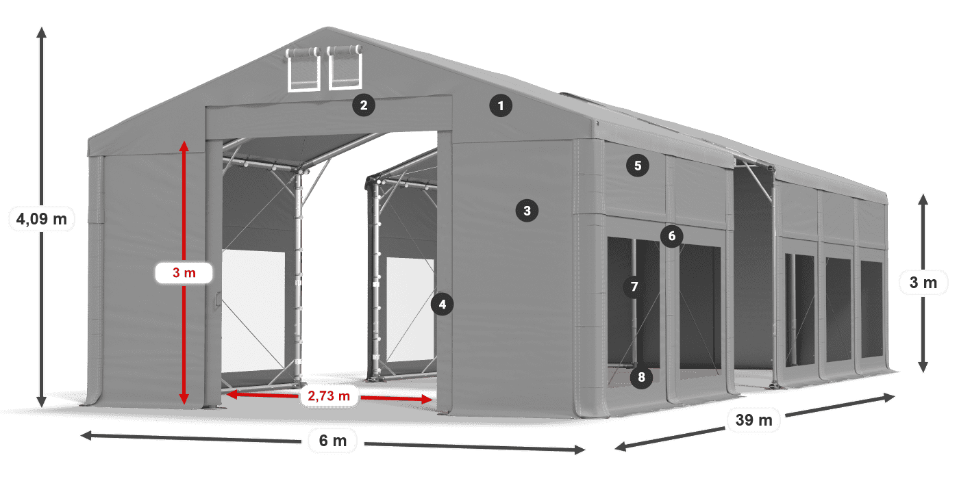 Tetto: MS 580 PVC Pareti: MS 580 PVC 3m leggenda