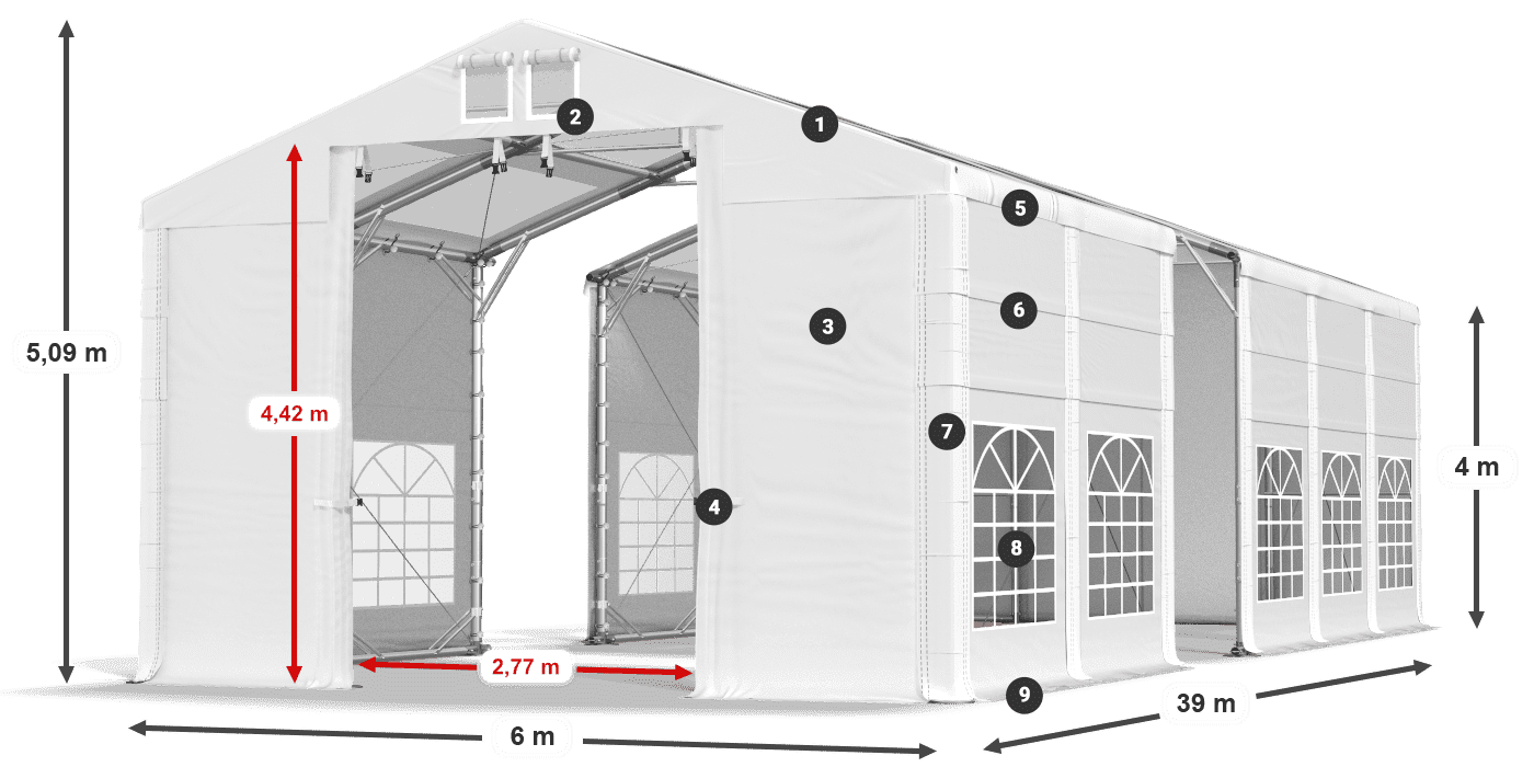 Tetto: MS T 580 PVC Pareti: SD 500 I PVC 4m leggenda