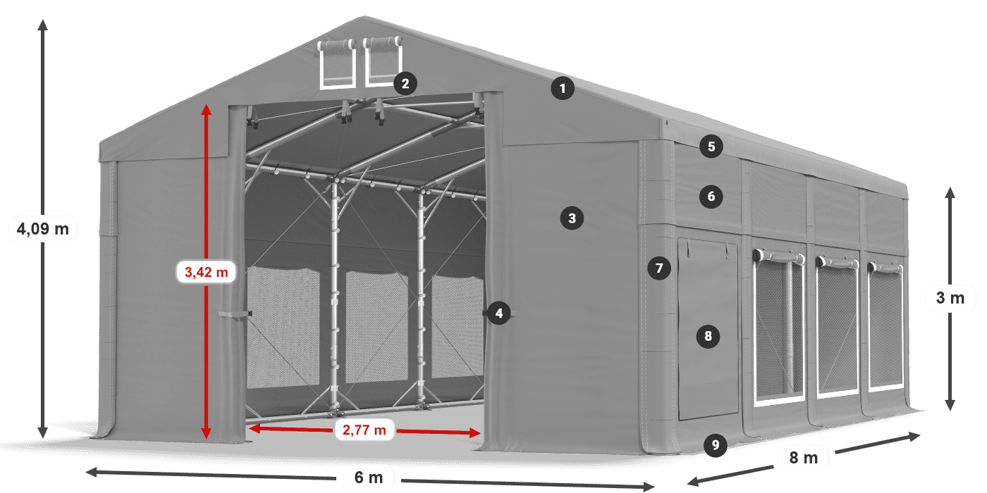 Tetto: MS 580 PVC Pareti: SD M 500 PVC 3m leggenda