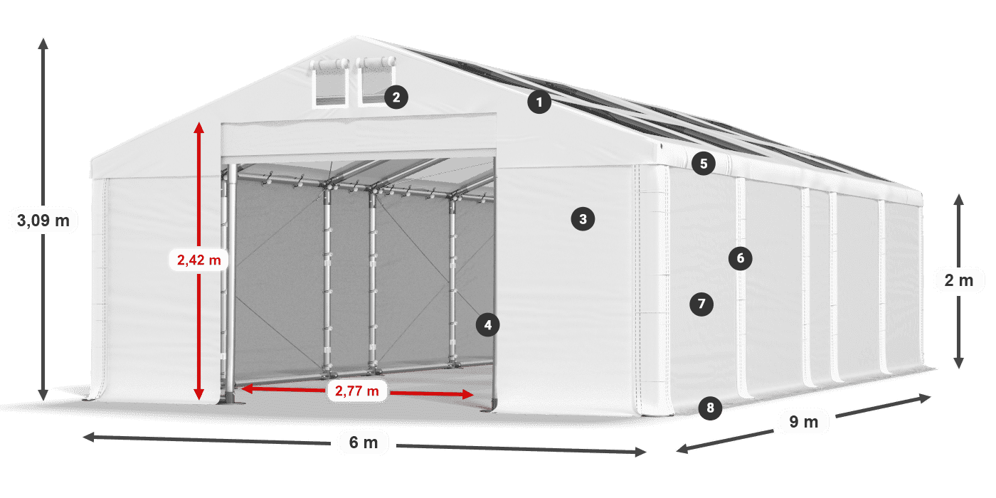 Tetto: MS T 580 PVC Pareti: FR 620 PVC 2m leggenda