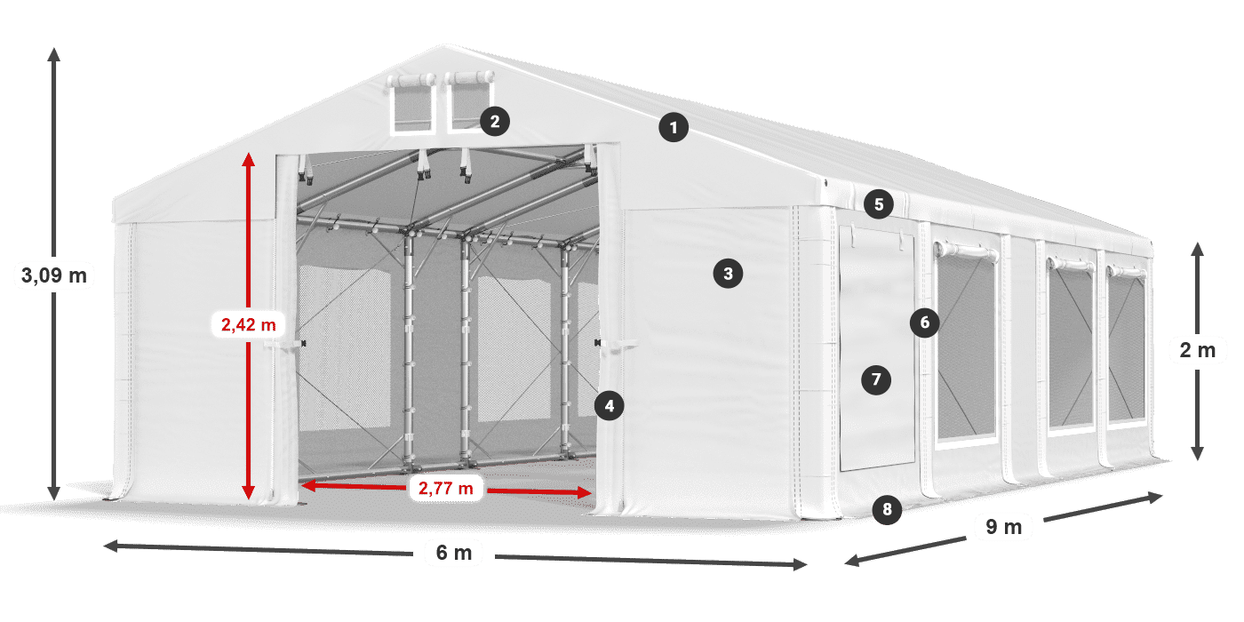Tetto: MS 580 PVC Muri: SD 500 PVC