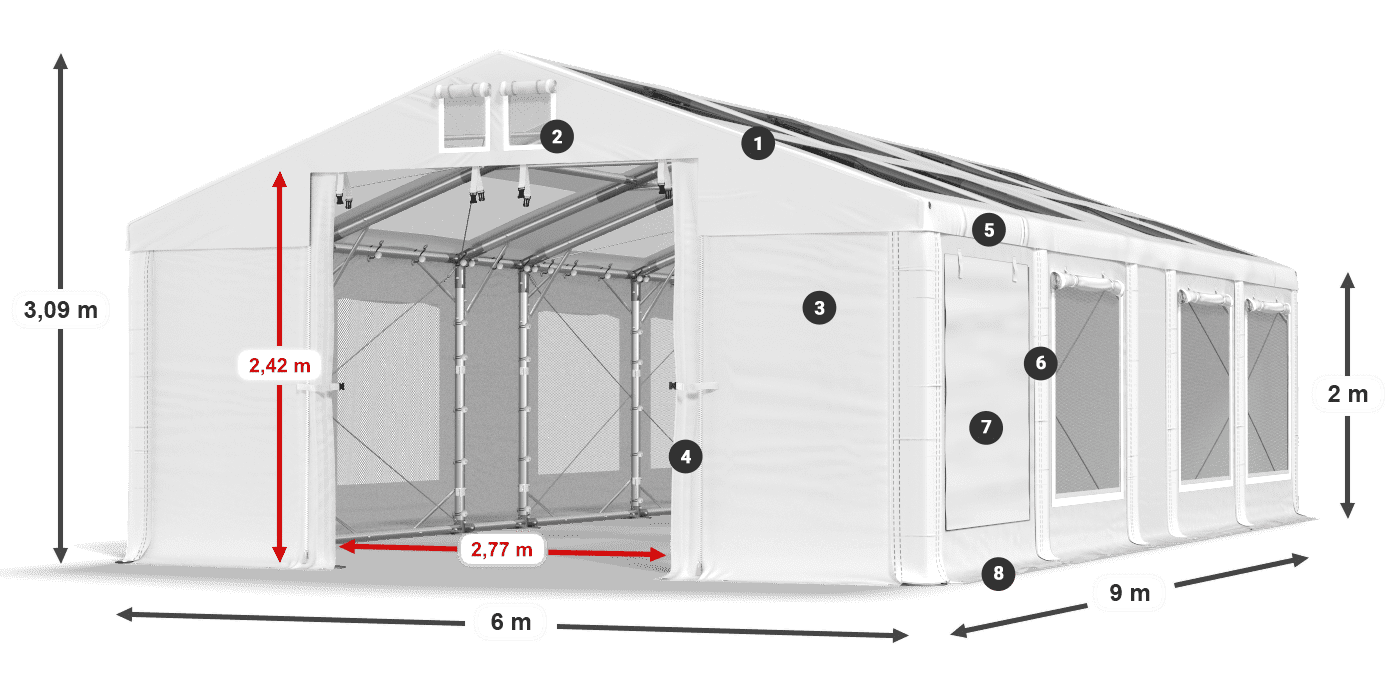 Tetto: MS T 580 PVC Pareti: SDM 500 PVC 2m leggenda