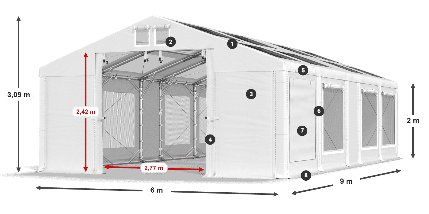 Tetto: MS T 580 PVC Pareti: SDM 500 PVC 2m leggenda