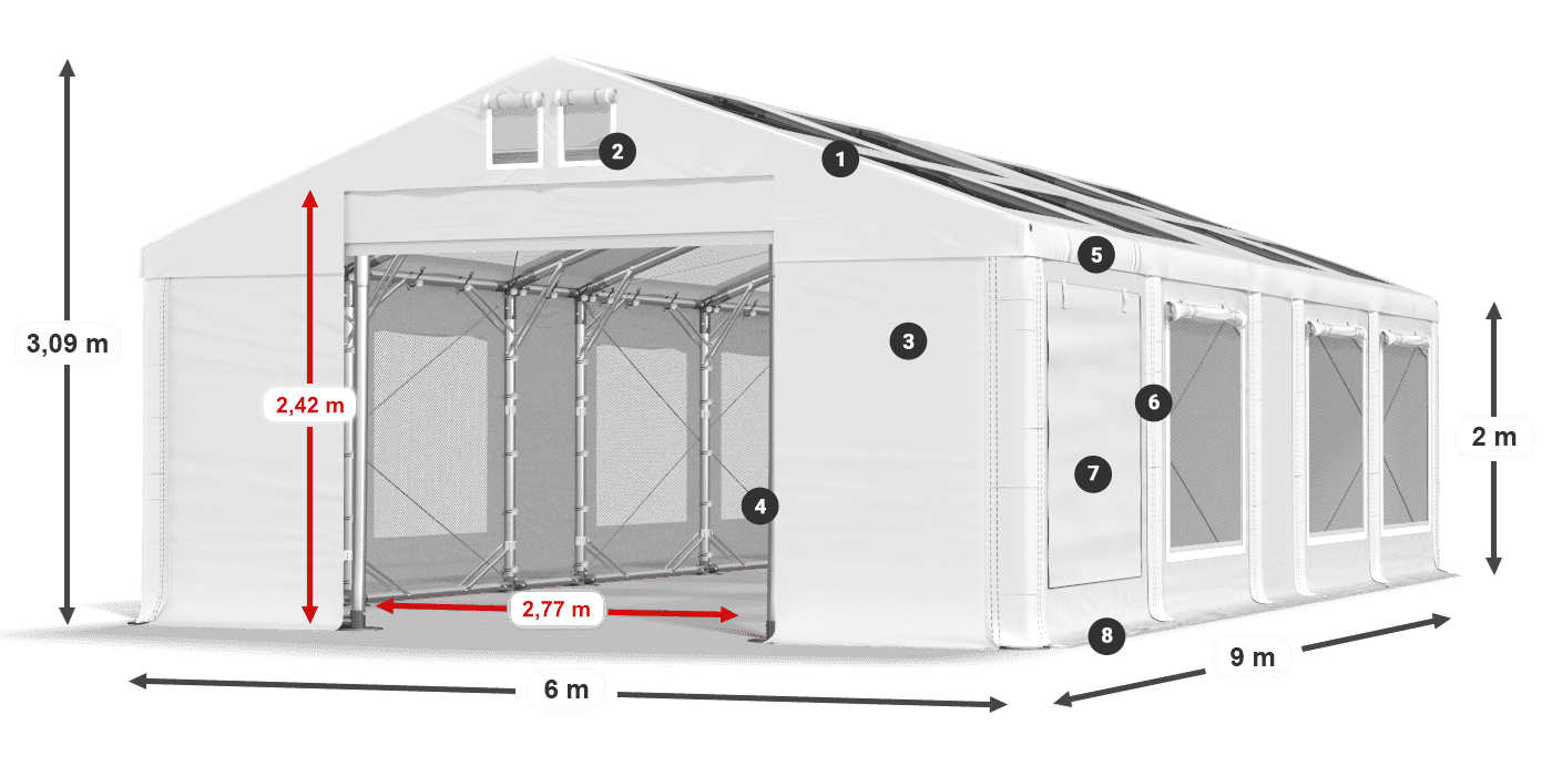 Tetto: MS T 580 PVC Pareti: SDM 500 PVC 2m leggenda
