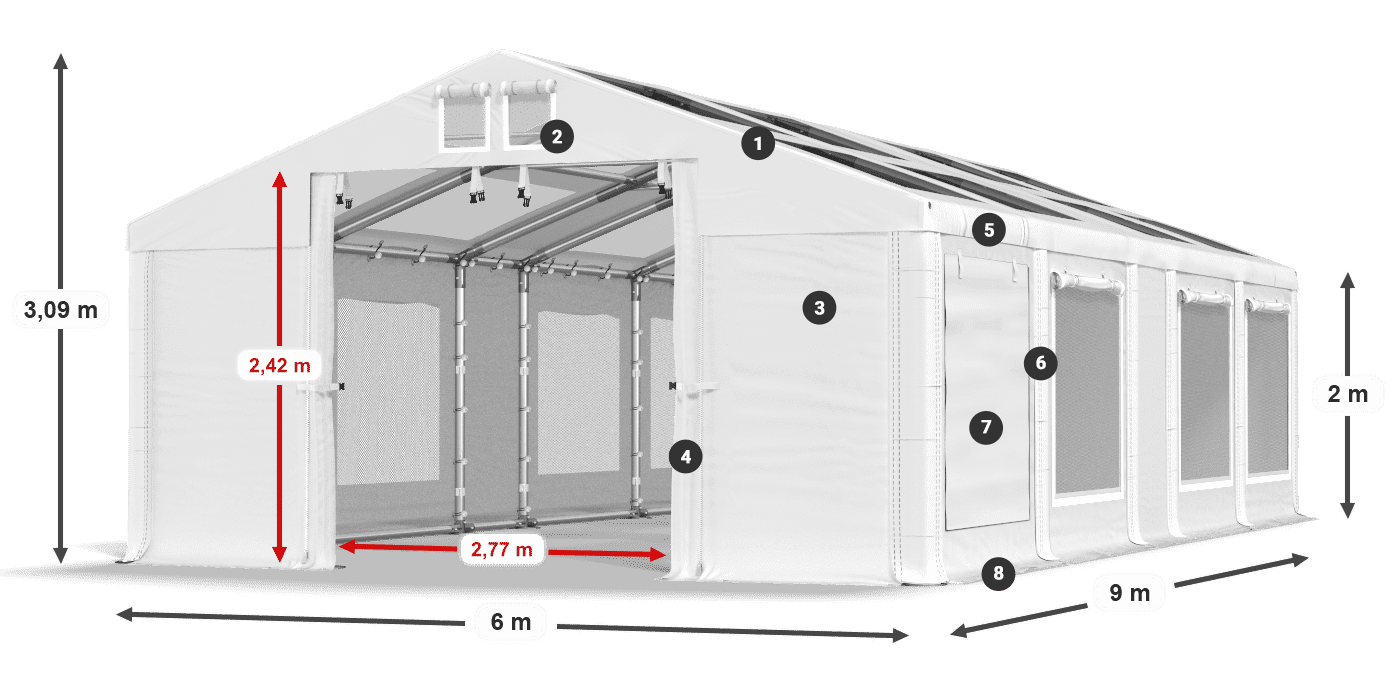 Tetto: MS T 580 PVC Pareti: SDM 500 PVC 2m leggenda