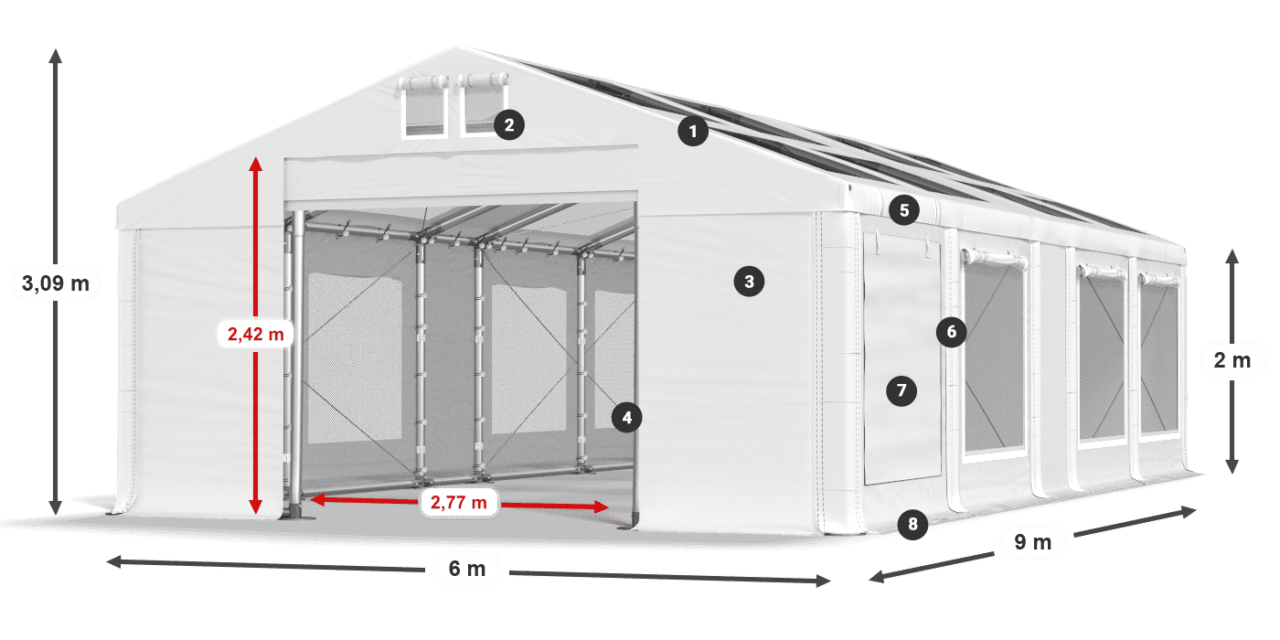Tetto: MS T 580 PVC Pareti: SDM 500 PVC 2m leggenda