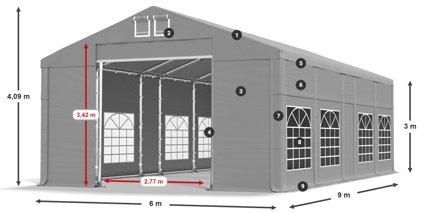 Tetto: FR 620 PVC Pareti: SD 500 PVC 3m leggenda