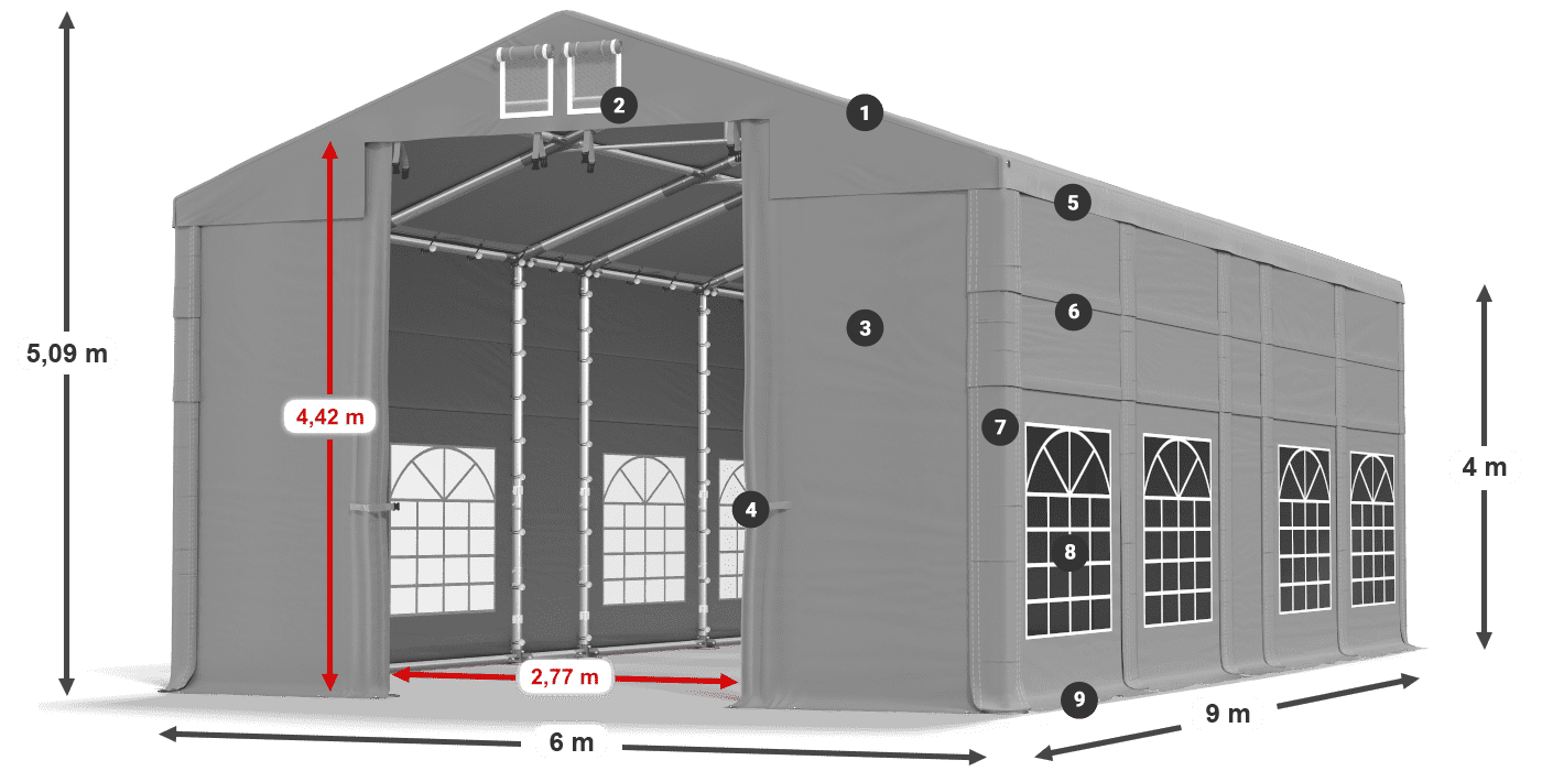 Tetto: FR 620 PVC Pareti: SD 500 PVC 4m leggenda