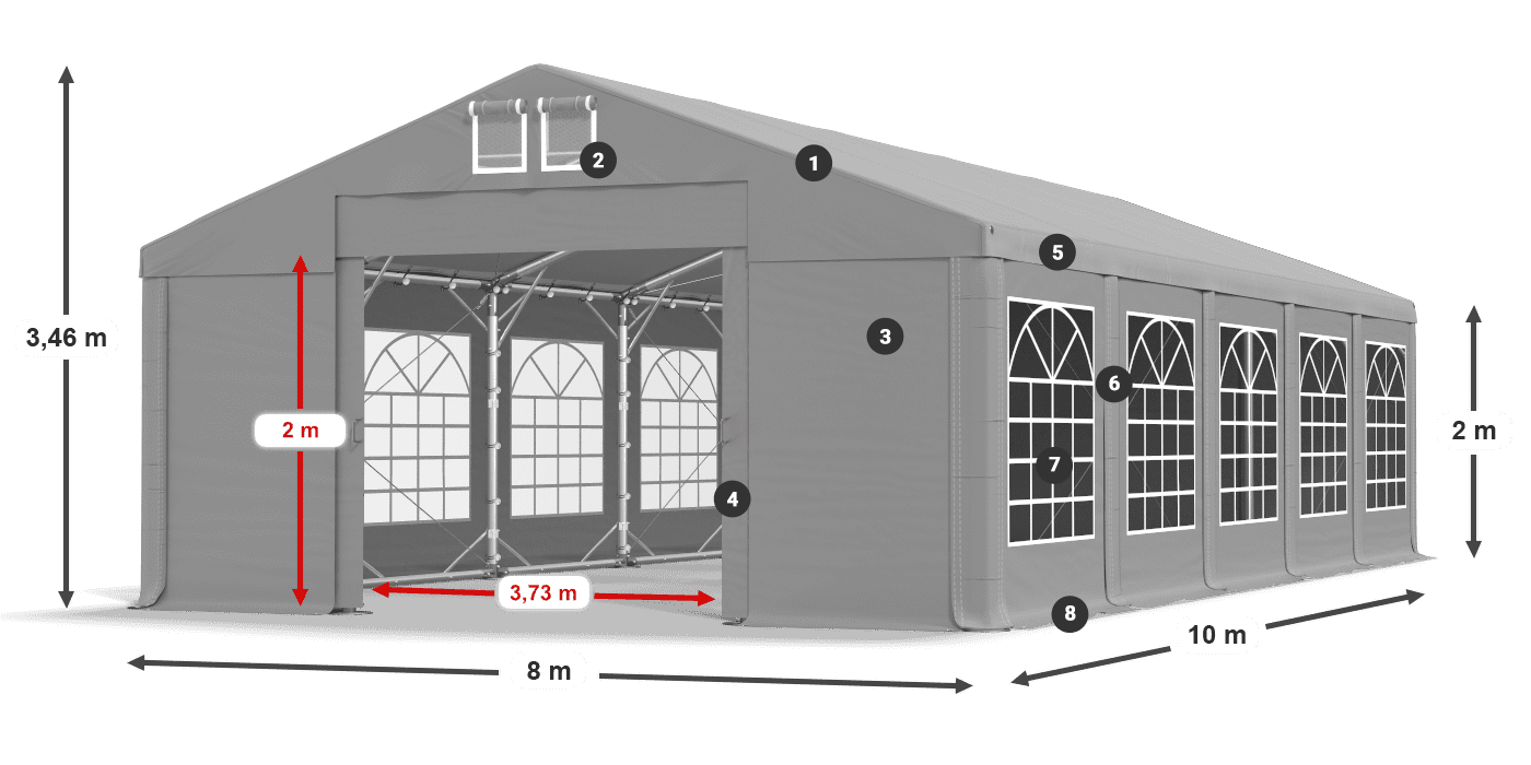 Tetto: FR 620 PVC Pareti: SD 500 PVC 2m leggenda