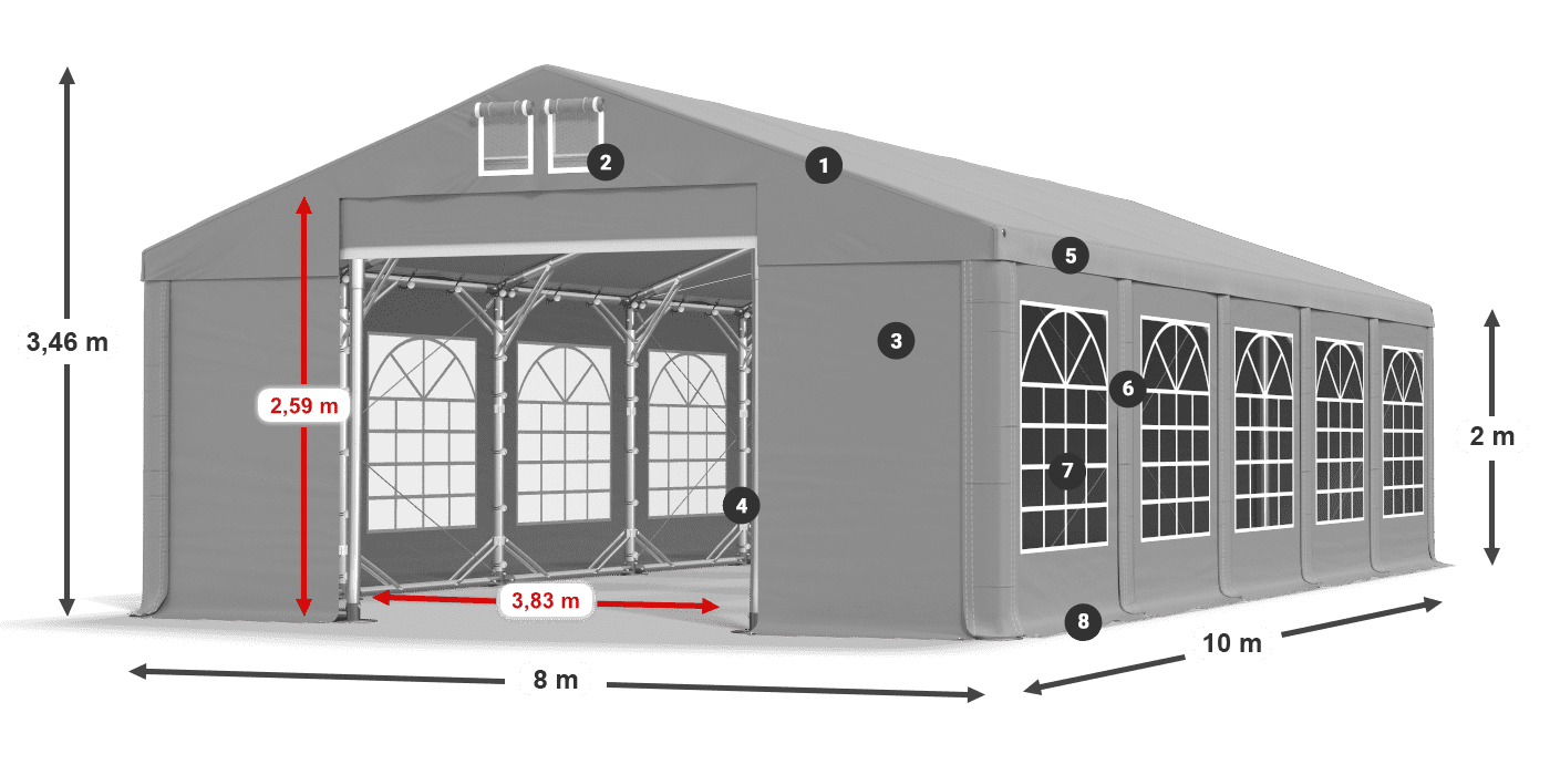 Tetto: FR 620 PVC Pareti: SD 500 PVC 2m leggenda
