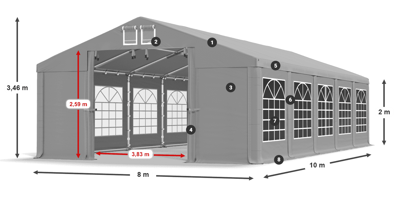 Tetto: FR 620 PVC Pareti: SD 500 PVC 2m leggenda