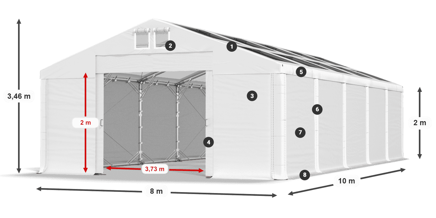 Tetto: MS T 580 PVC Pareti: FR 620 PVC 2m leggenda