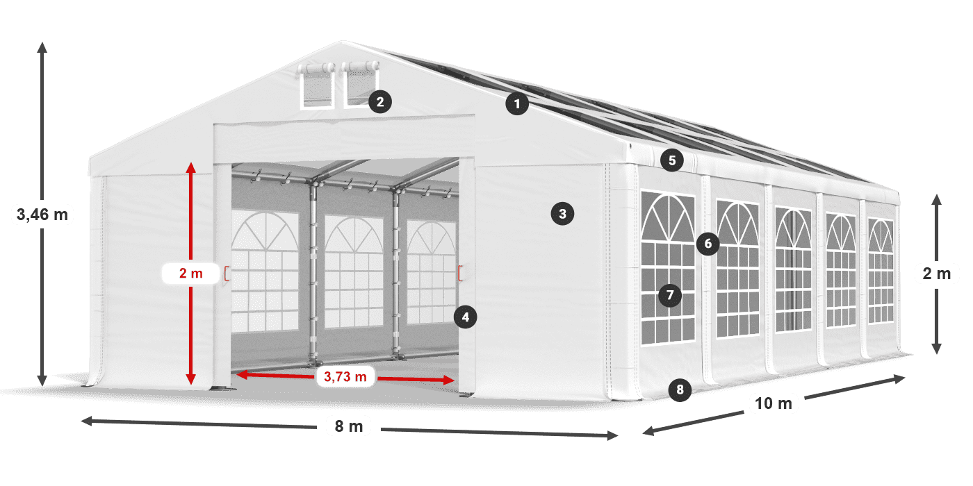 Tetto: MS T 580 PVC Pareti: FR 620 PVC 2m leggenda