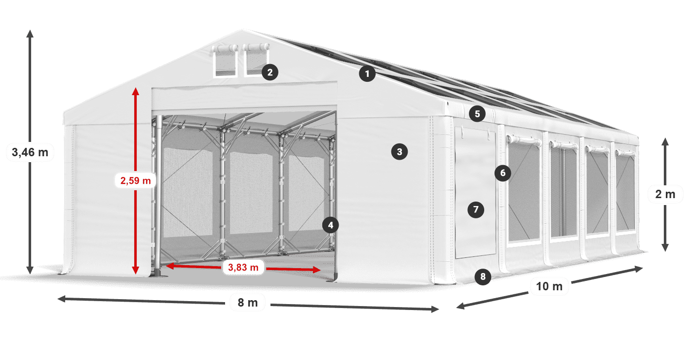 Tetto: MS T 580 PVC Pareti: SDM 500 PVC 2m leggenda