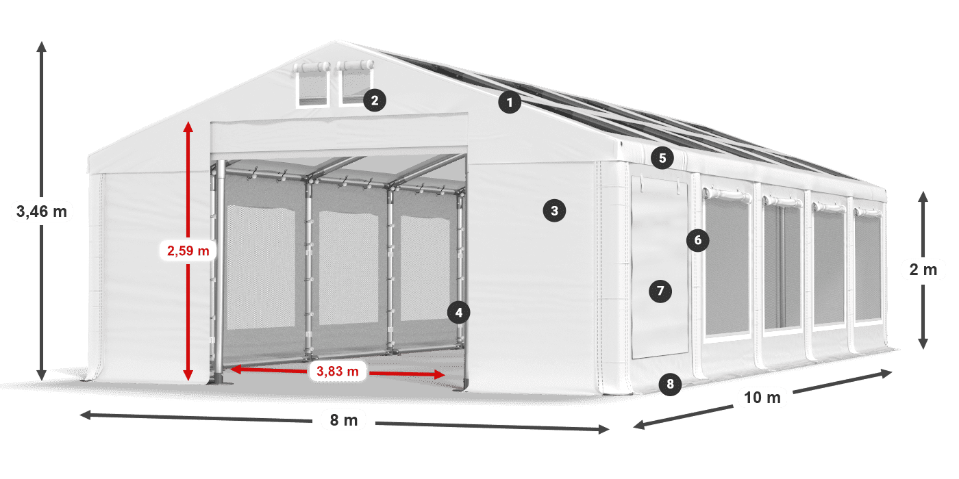 Tetto: MS T 580 PVC Pareti: SDM 500 PVC 2m leggenda