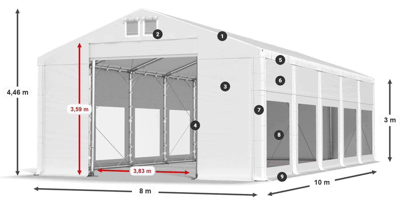 Tetto: FR 620 PVC Pareti: MS 580 PVC 3m leggenda